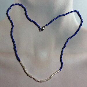 Lapis Lazuli Beads and Freshwater Pearls Necklace